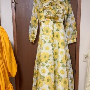 Floral Yellow and White Maxi Dress